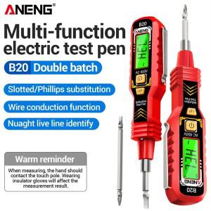 전압 듀얼 헤드 스크루드라이버 펜 ANENG B20 스마트 슬롯형 크로스 미터 11V~450V AC 감지 테스터