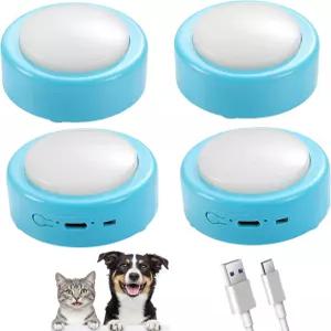 고양이와 개를 위한 토포돔 토킹 버튼 반려동물 커뮤니케이션을 음성 녹음 기능이 있는 파란색 충전식 4종
