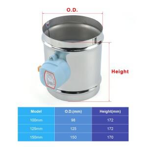 호환 220VAC 4 5 6 스테인레스 전기 체크 밸브 환기용 1Nm 액추에이터 공기 덕트 전동 댐퍼 100/125/150mm