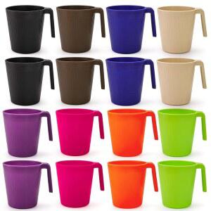 DEAYOU 손잡이가 달린 밀짚 컵 16개 세트, 17온스 깨지지 않는 플라스틱 커피 머그잔 재사용 가능, 차, 캠핑, RV, 식기세척기 및 전자레인지 안전, BPA 프리, 생생한 색상의 가벼운 음료