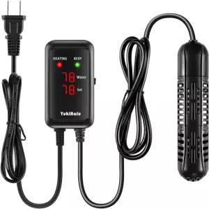 보호 케이스 포함 유키할루 수족관 히터 50/100/200/300/500W 어항 온도 조절 가능 외부 컨트롤러 LED