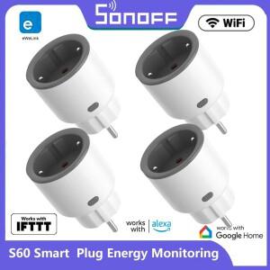 SONOFF S60 TPF EU Wifi 스마트 플러그 16A 에너지 모니터링 기능이있는 전류 소켓 원격 제어 타이머 음성