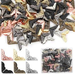 타이섬 150PCS 책 코너 프로텍터 메탈, 레트로 6가지 색상 스크랩북 사진 앨범 노트북 폴더 장식(보관함 포함)