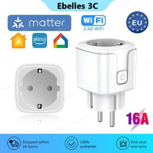 Matter 16A Wifi 스마트 플러그 EU 소켓 APP 원격 제어 타이밍 기능 음성은 HomeKit Alexa Google Siri와