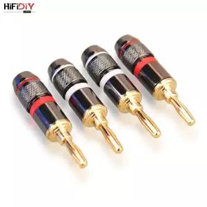HIFIDIY 라이브 4 개/대 4mm 순수 구리 골드 도금 바나나 플러그 커넥터 오디오 비디오 스피커 어댑터 터미