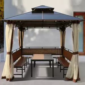 정자 3x3m+3석+테이블+모기장+커튼