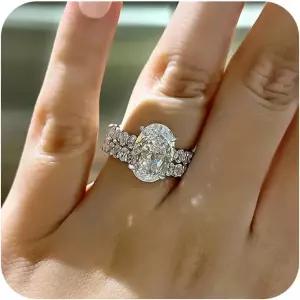 RKKOJO 925 스털링 실버 신부 반지 세트 AAA 큐빅 지르코니아 CZ 풀 다이아몬드 약혼 결혼식 2개 여성용