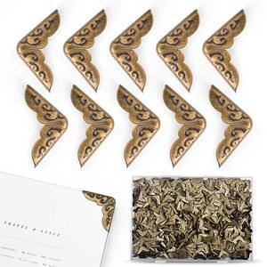 500피스 책 코너 프로텍터, 금속 빈티지 아이언 북 페이퍼백 사진 모서리용, 삼각형 조각 장식 앨범, 노트북 및 폴더용(브론즈)