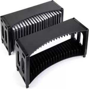 알라비스프 스태커블 CD 보관 랙 - 2팩 ABS 정리함 가정 사무실 음악실에 이상적인 슬림 케이스 40개