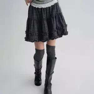 [매장정품] 에잇세컨즈 여성 체크 프릴 스커트 애쉬 356227SM44