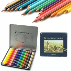 유성색연필 24색 틴케이스 미술용 드로잉 연필세트