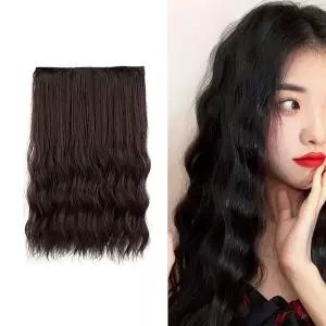 여성 부분 반머리 가발 물결 긴웨이브 헤어피스 3개 UhK7+9JNN