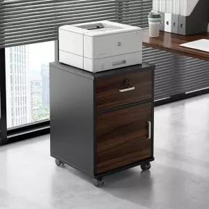 사무실 복합기 테이블 수납 다크우드 다이 프린트 받침대