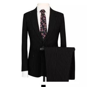 블랙 스트라이프 남자세미정장 수트 여름정장 QDH7+6CkD