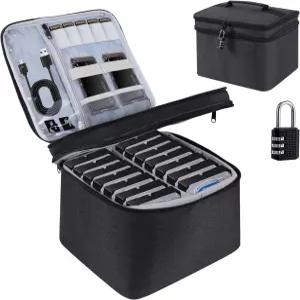 크리시넌트 하드 드라이브 케이스 14 - 3.5인치 HDD용 베이 보호 보관 가방 잠금 장치가 있는 대용량