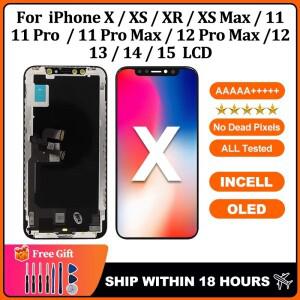 Incell OLED For iphone 호환 X XS XR MAX 11 Pro 12 LCD 디스플레이  Mini 13 14 용 3D 터치 스크린 디지