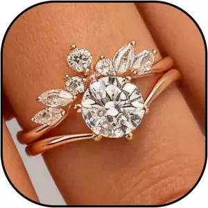 여성용 약혼 반지 14K 골드 도금 가짜 다인티 스태커블 생일 선물 발렌타인데이