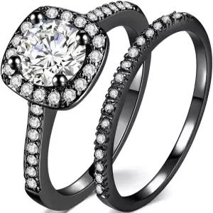 주드 주얼러스 1.5캐럿 이모테이션 큐빅 지르콘 스톤 웨딩 약혼 영원의 신부 반지 세트