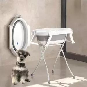 애완견 접이식 욕조 반려동물 목욕통 스탠드 애견샵 회색흰색 배수관