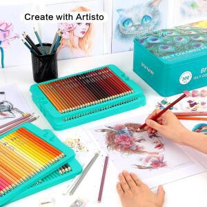 프로 색연필 180/240/300/520개 유성 생생한 색상의 성인용 미술 용품 틴케이스