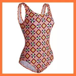 강습 시니어 예쁜 수영복 브랜드 핑크네모패턴 브라캡내장형 아쿠아 u백 로우컷수영복 엄마추천