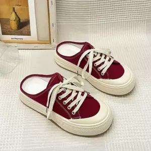 여자 스니커즈 슬리퍼 로우굽 뮬 블로퍼 뮬캔버스화 Glh8+1ADl