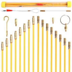 21피스 43CM 유리 섬유 와이어 케이블 푸시 풀러 서비스 도구 액세서리 후크 막대 천장 팬 소켓 용 벽 전기