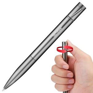 TACTIMAN 스트레스 를 위한 스피닝 볼펜, 스피너가 있는 접이식 알루미늄 금속 펜, 직장 및 사무실을 재미있는 책상 장난감, 남성 여성 학생을 이상적인 선물, 티타늄 그레이 마감.