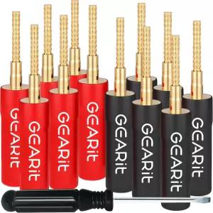 스피커 와이어용 기어릿 플렉스 핀 바나나 플러그(6쌍 12개) 커넥터 플러그 유형 스프링 장착 잭 단자용