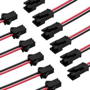 20쌍 22 AWG JST SM 2핀 플러그 마이크로 암수 커넥터 어댑터 (150mm 전선 포함  LED 조명용)