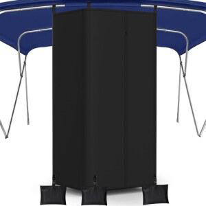 예센드 보트 프라이버시 텐트, 방풍 모래주머니가 있는 800D 방수 패브릭 커튼 폰툰 탈의실, 비미니 탑 아래 설치하기, 30인치 D x 27인치 72인치