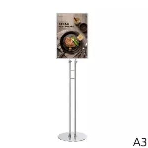 [문구/오피스] A3 자석부착식 포스터스탠드 2폴 크롬 원형 P2 A3 포스터 POP 스탠드 행사 전시회