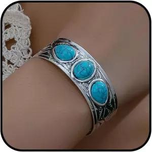 여성용 롱 티안티안 웨스턴 팔찌 터키석 실버 커프 트렌디 보헤미안 의상 드레스 주얼리 선물