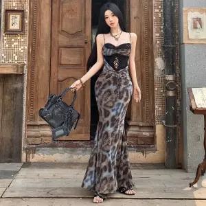 원피스 여성용 어깨 롱스커트 나시 일자 머메이드 레이스 KS1