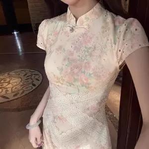 여사친 원피스 여름 투피스 페이크 펀칭 치파오 레이스 KS1