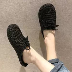 여성 라탄 리본 펀칭 젤리 슈즈 바캉스 슬리퍼 3컬러 Hxs2+2dVg