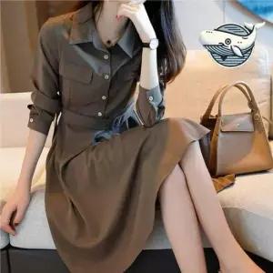 쉬폰원피스 가을 벨트 원피스 우아한 오피스룩 데일리