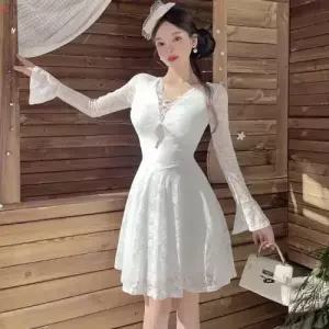 여성 원피스 프렌치 레이스 펀칭 긴팔 KS1