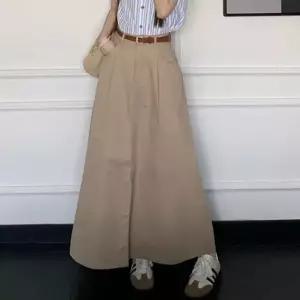 앞트임 코튼 체형커버 A라인 롱 스커트 치마 벨트세트 aPU3+3rHg