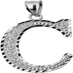 클래다 골드 925 스털링 실버 이니셜 레터 C 참 펜던트 0.7