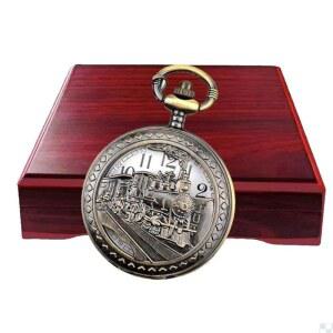 Udaney 기관차 회중시계, 정교한 상자 포함 - 이상적인 선물 선택, 브론즈, 레트로