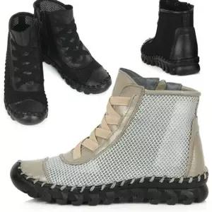 망사 소가죽 레이스업 앵클부츠 워커 sm-25 통굽슈즈 웨지샌들 가보시힐 웨지힐