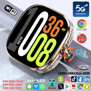 5G/4G 스마트 워치 2.4인치 720x720 AMOLED HD 카메라 2100mah 16GB+256GB RAM GPS WIFI 구글 앱 다운로드