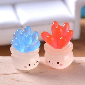 인형 미니어처 귀여운 빛나는 즙이 많은 선인장 홈 장식을 마이크로 조경 장식품 자동차 룸 액세서리