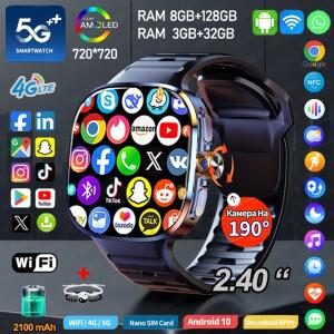 5G/4G 풀 네트워크 스마트워치 720x720 AMOLED HD 화면 8GB+128GB RAM 영상 통화 900만 화소 카메라 GPS WI