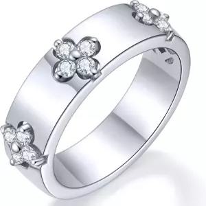 실험실에서 자란 모이사나이트를 가진 행운의 여성을 위한 티멜레스타 프리미엄 클로버 반지 에메랄드 14