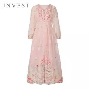 [인베스트] 플라워 자수 롱 원피스_IN6S1OP3281