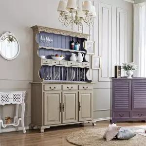 [버지니아]베네치안 플러스 오픈 원목장식장 그릇장 접시 진열장 엔틱베이지