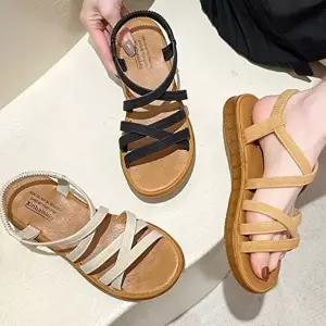 [엄지척]여성 390YIS20 여름 캐주얼 발편한 밴딩 플랫 스트랩 샌들