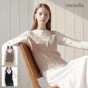 [로코엘라] 카트린 크로세 뜨개 니트 여성 베스트